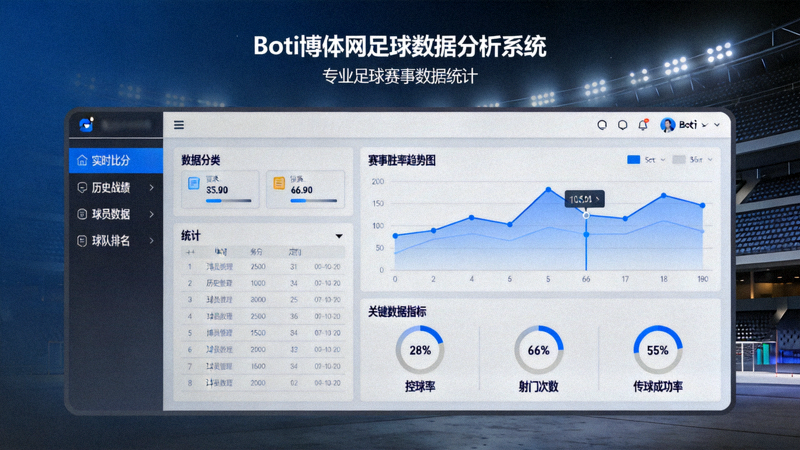 Boti博体网足球数据分析系统界面展示 - 专业足球赛事数据统计